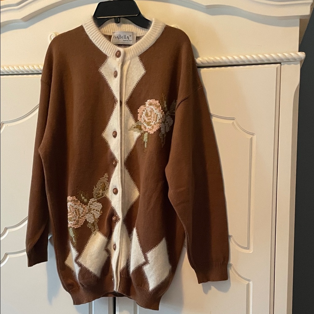 Vintage Brown Floral Cardigan